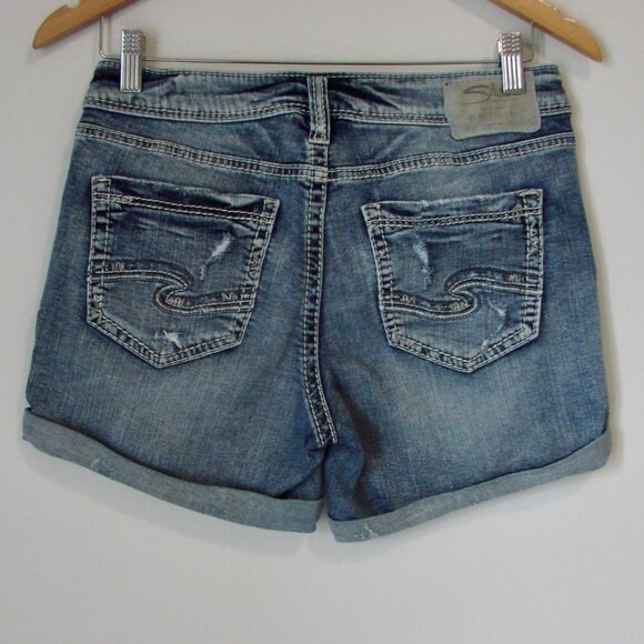 Silver Jeans Sam Jean Short Cuffed Distressed High Rise Size 26 4.5" Inseam - Picture 11 of 14